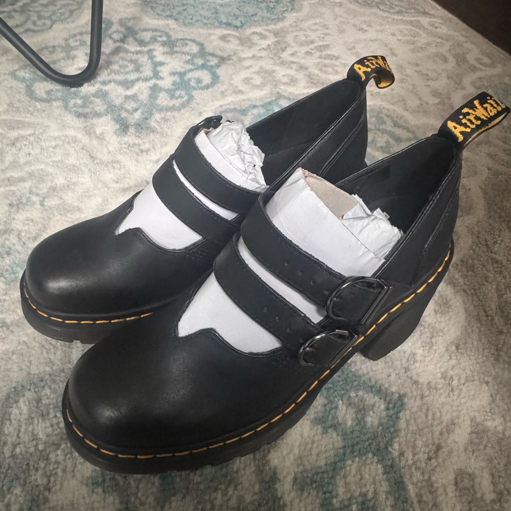 Dr. Martens Black Double Strap Heels